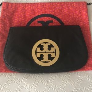 Tory Burch black leather clutch